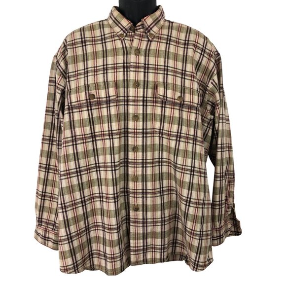 Terrain by Windsor Other - Terrain by Windsor Men's Size Large Plaid Linen Cotton Blend Button Up Shirt